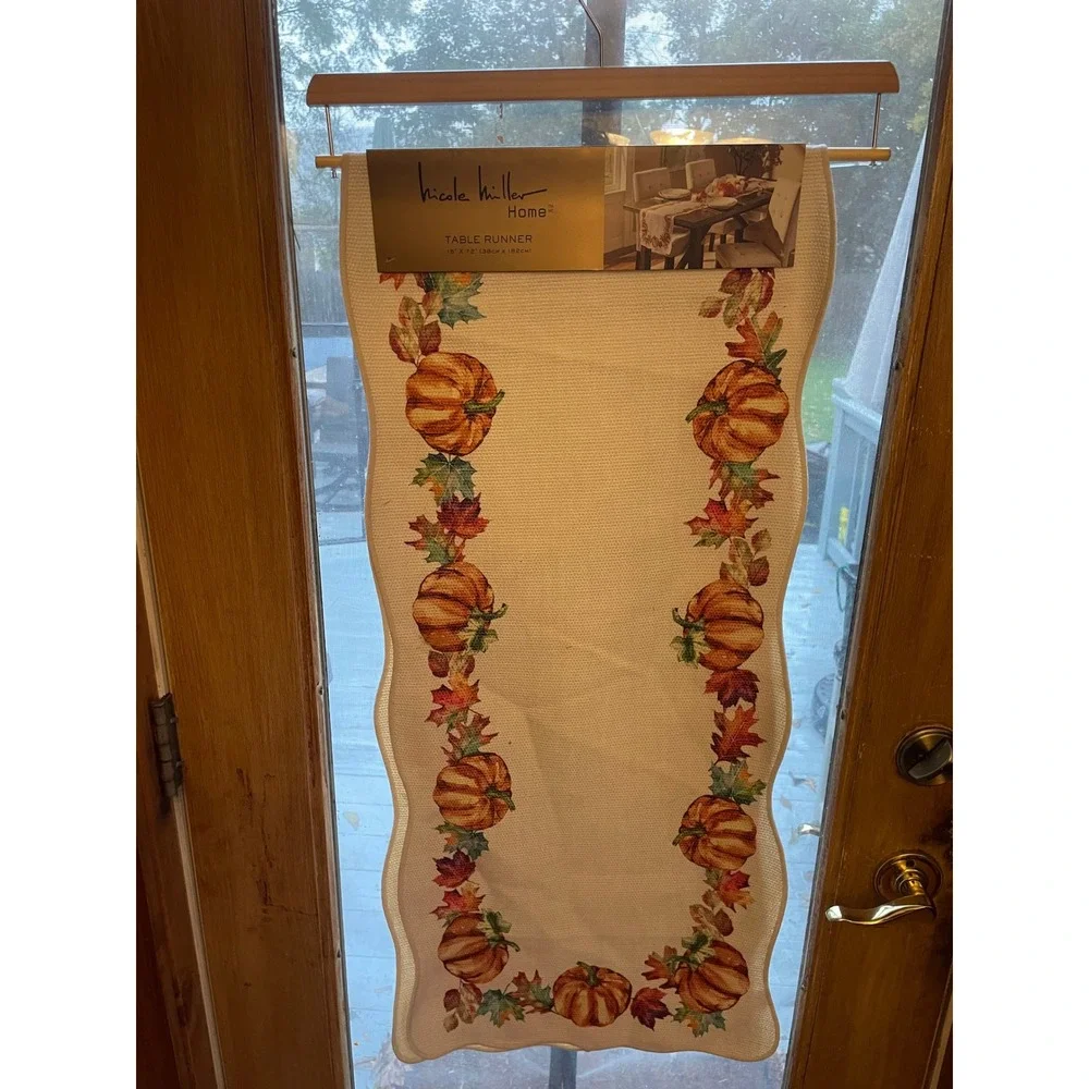 Nicole Miller Home Pumpkin Fall Leaves Table Runner 15